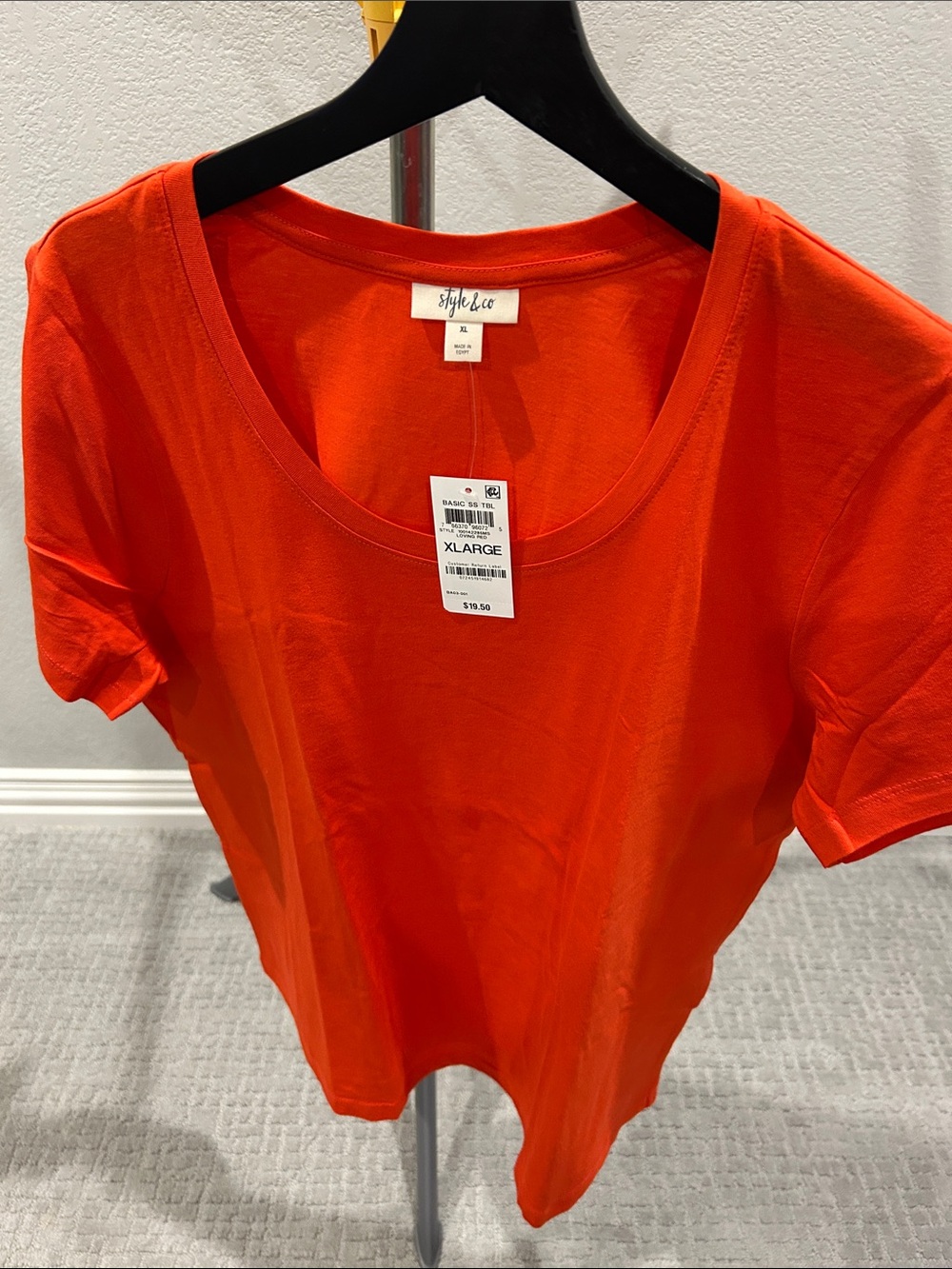 Style & Co. Bright Red Scoop Neck Short Sleeve Tee